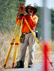 Construction worker working on a road